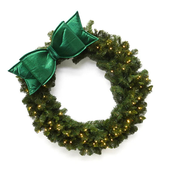 Emerald metallic bow with jewel-toned shine.