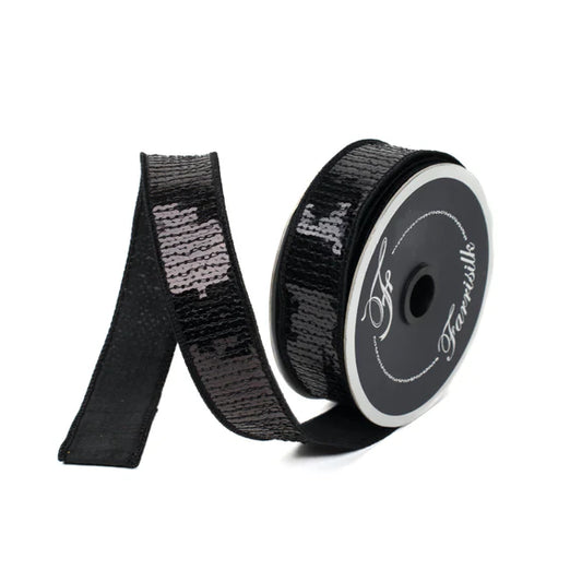 1"x10Y Black Sequin Shine Ribbon