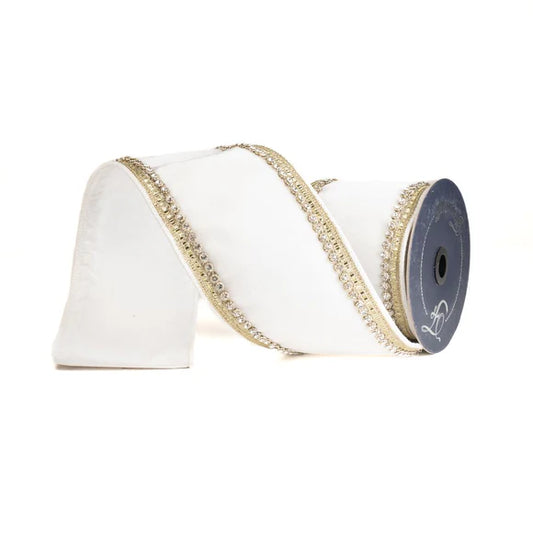 4"x5Y Ivory Brilliant Diamonds Ribbon