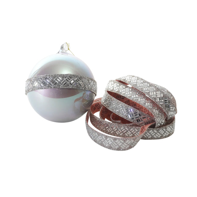 Silver x10ft jubilee ribbons & trim, 1 inch, for Christmas decorating