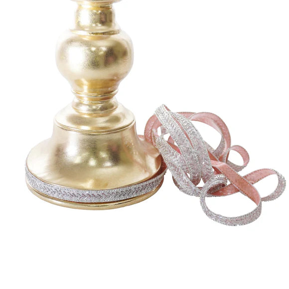 Silver baguette self-adhesive trim with jeweled detail.