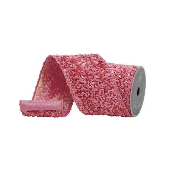 4"x5Y Pink Jolly Sequins Ribbon