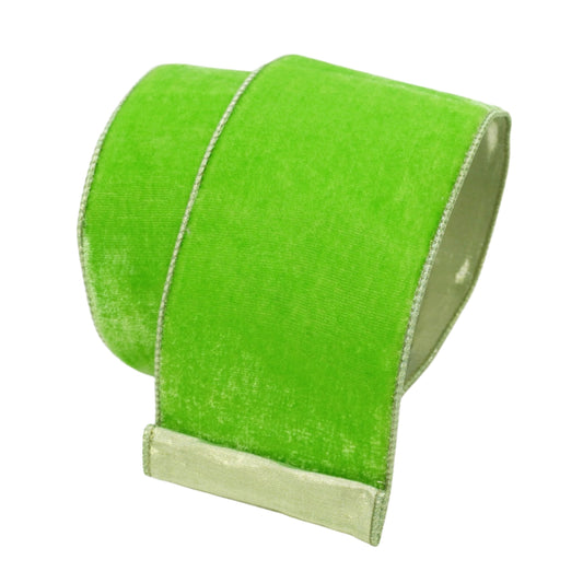 4"x10Y Ribbon Lime Velvet