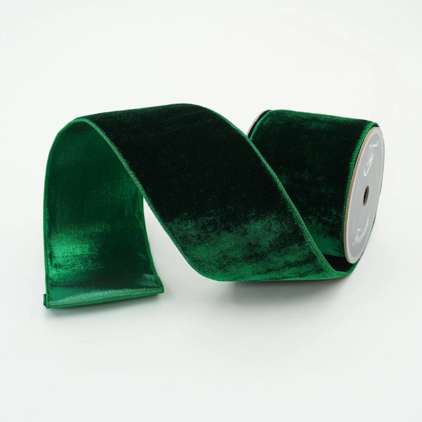 4"x10Y Emerald Ribbon Velvet Luster