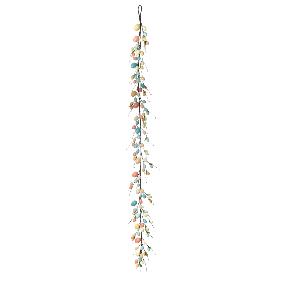 Multicolor egg garland with a long swag.
