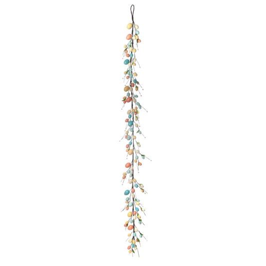 Multicolor egg garland with a long swag.