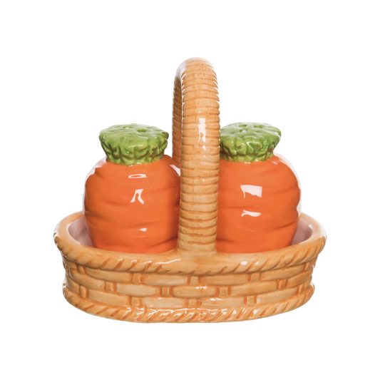 4.5" Carrots in Basket Salt & Pepper Shakers Orange