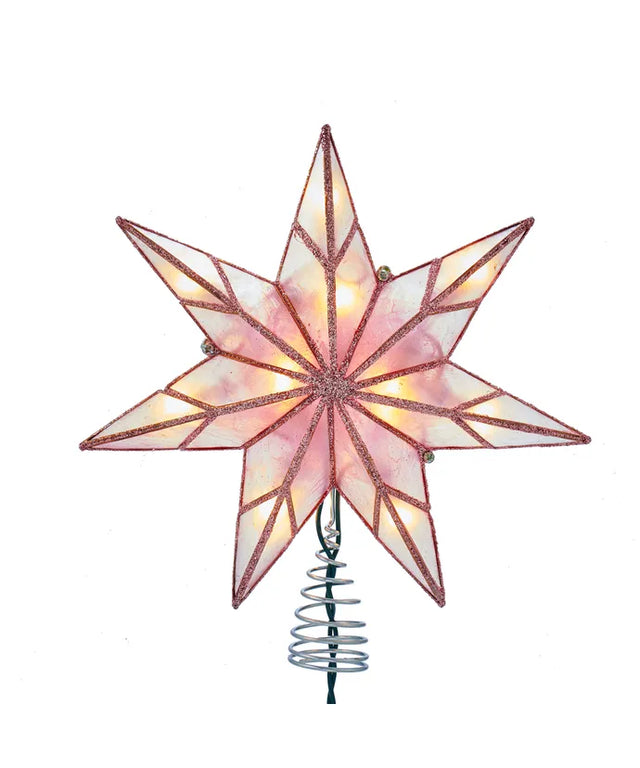 Pink star tree topper with a classic silhouette.
