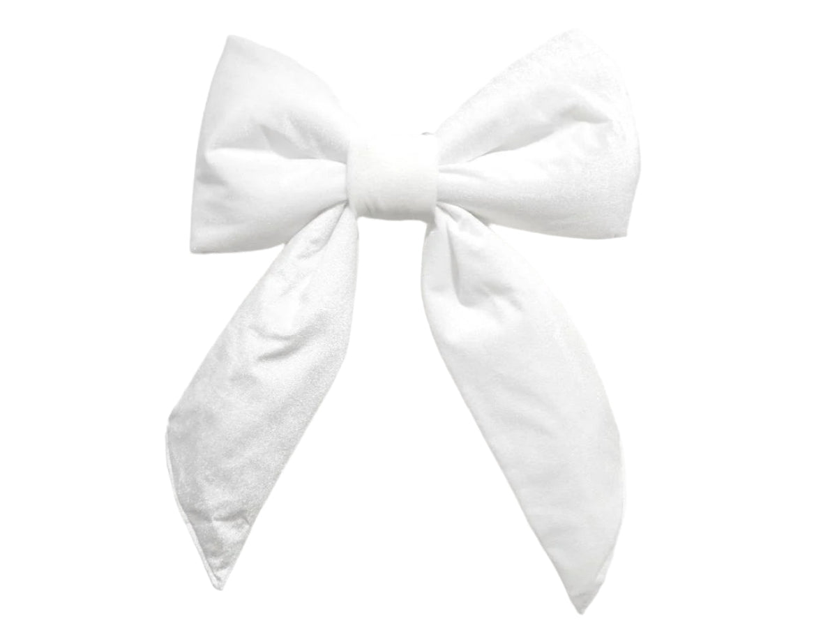 White bow with full gathered loops.