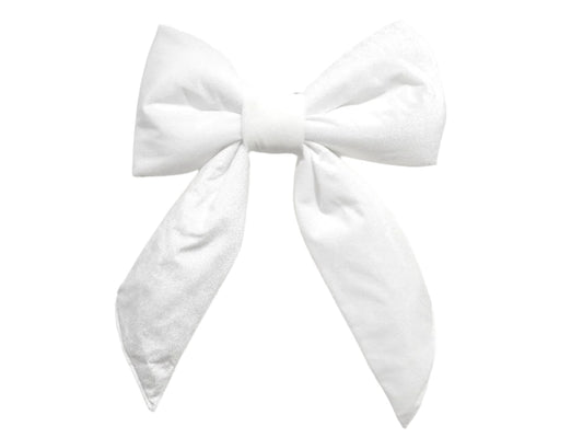 White bow with full gathered loops.
