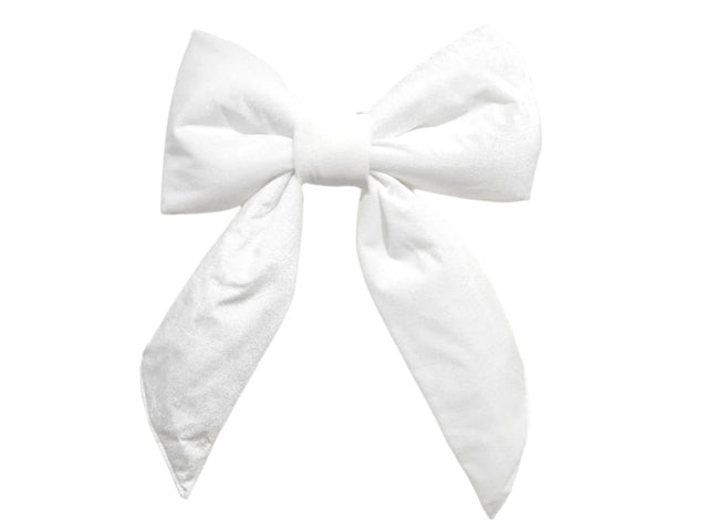 White bow with full gathered loops.