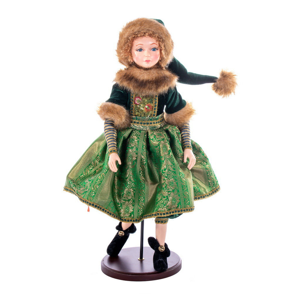 18" Fairy Girl Green Velvet w/ Stand