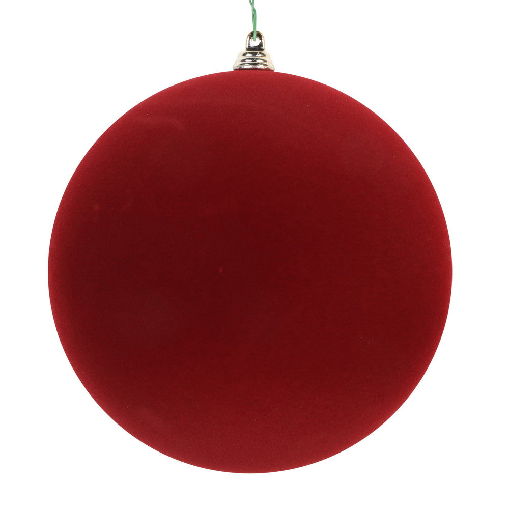 6” Burgundy Flocked Ball Ornament