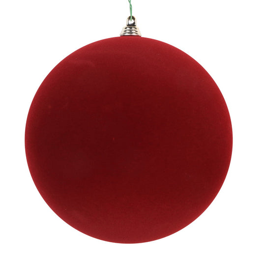 6” Burgundy Flocked Ball Ornament