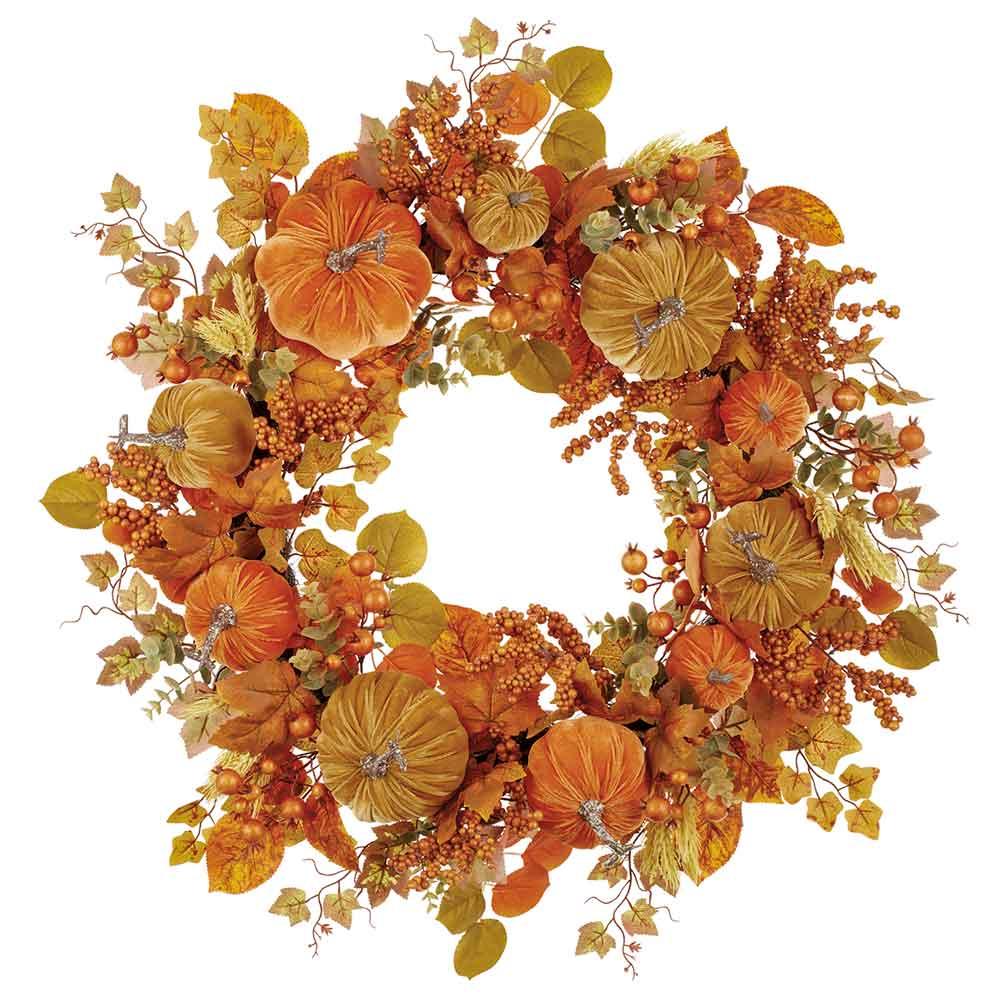 30" Pumpkin Wreath Velvet