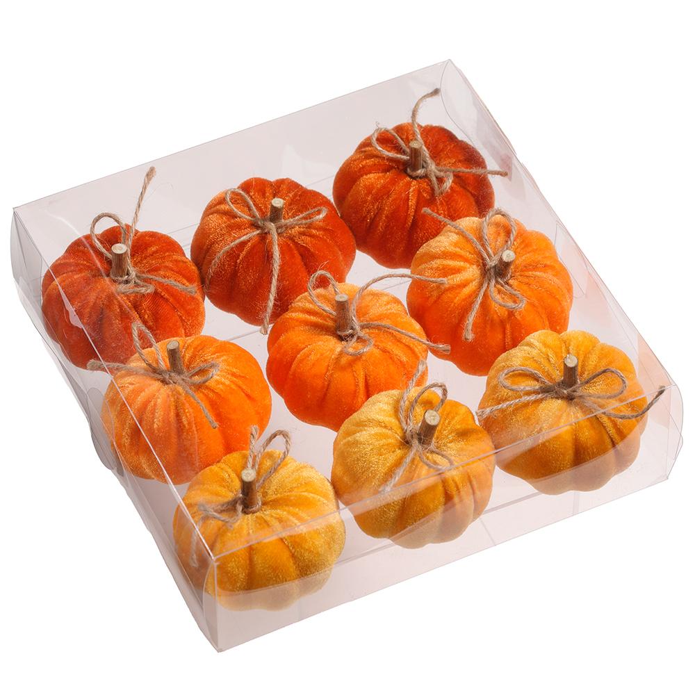 Box/9 3" Pumpkins Velvet