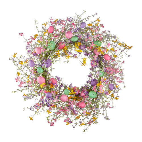26" Wildflower & Egg Wreath Pastel