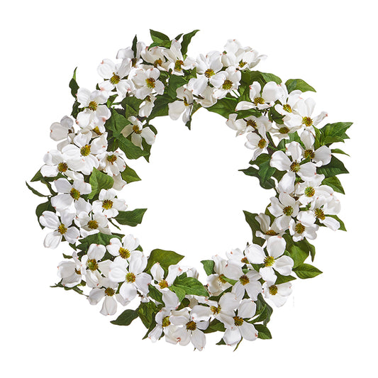 24" Dogwood Wreath White