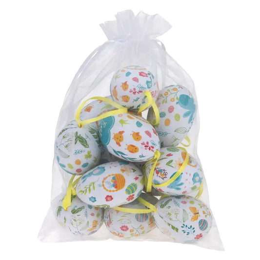 Bag/12 2" Easter Eggs Turquoise Bunnies & Flowers