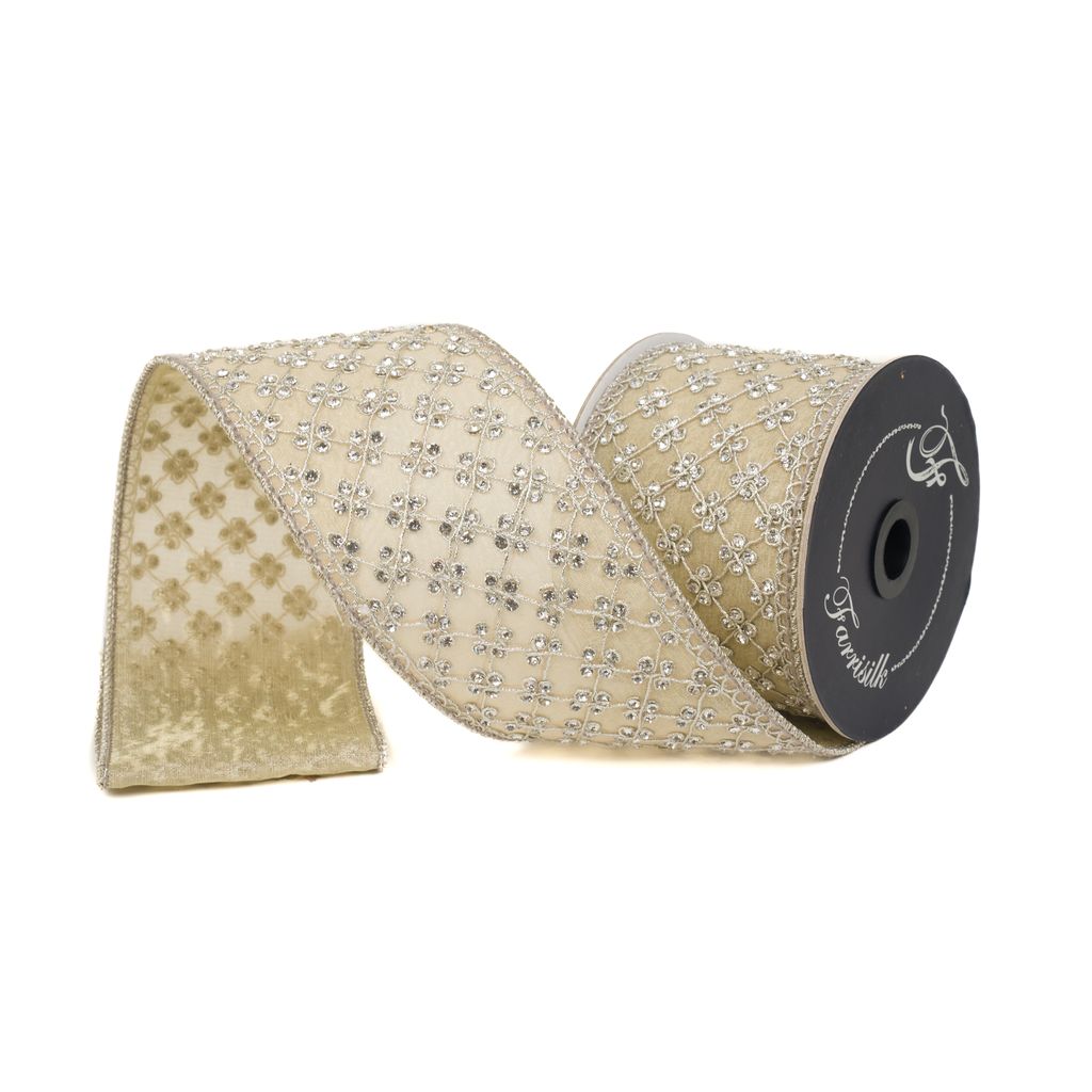3"x5Y Platinum Lattice Diamonds Ribbon