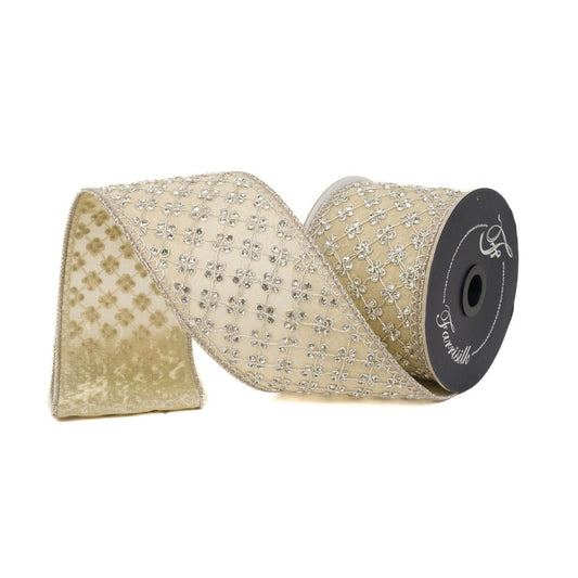 3"x5Y Platinum Lattice Diamonds Ribbon