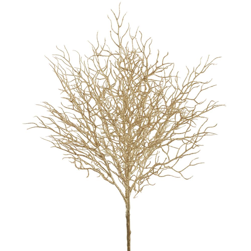 22" Gold Twig Bush Glittered