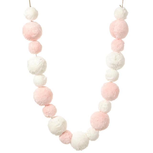 Pink and white fur garland with a soft plush drape.