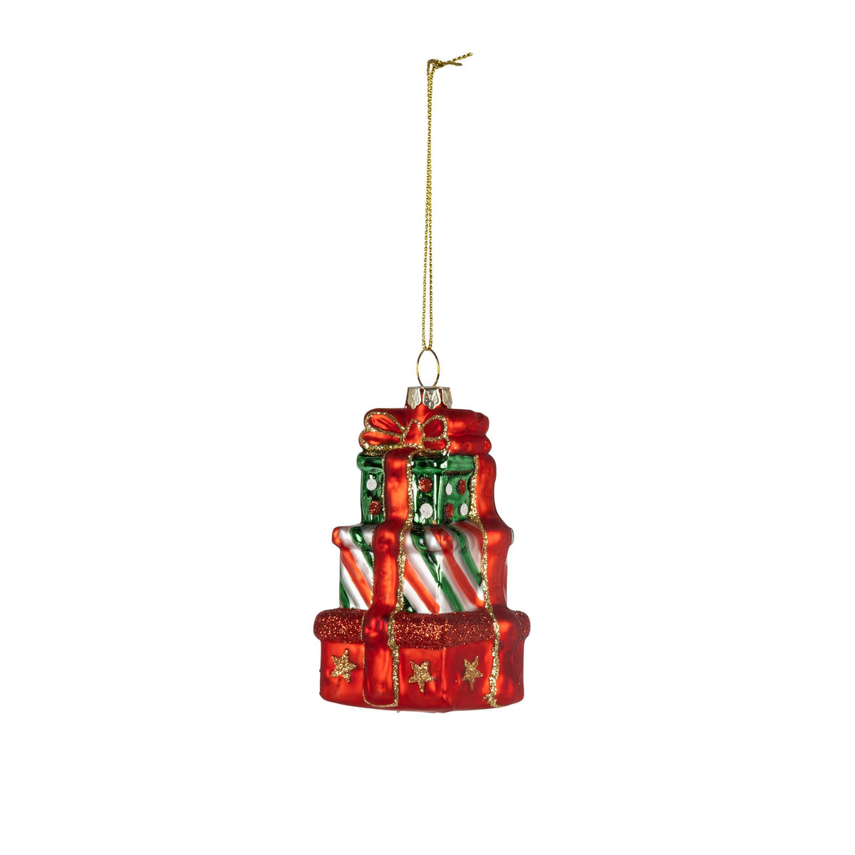 3.5” Gift Stack Glass Ornament