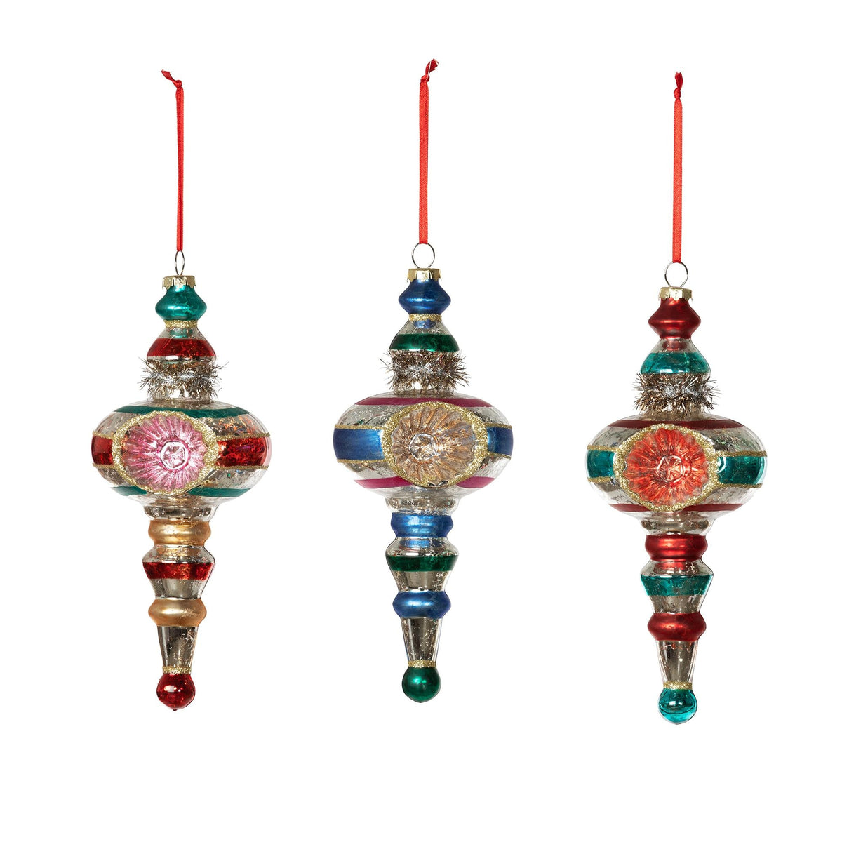 8” Retro Glass Ornament