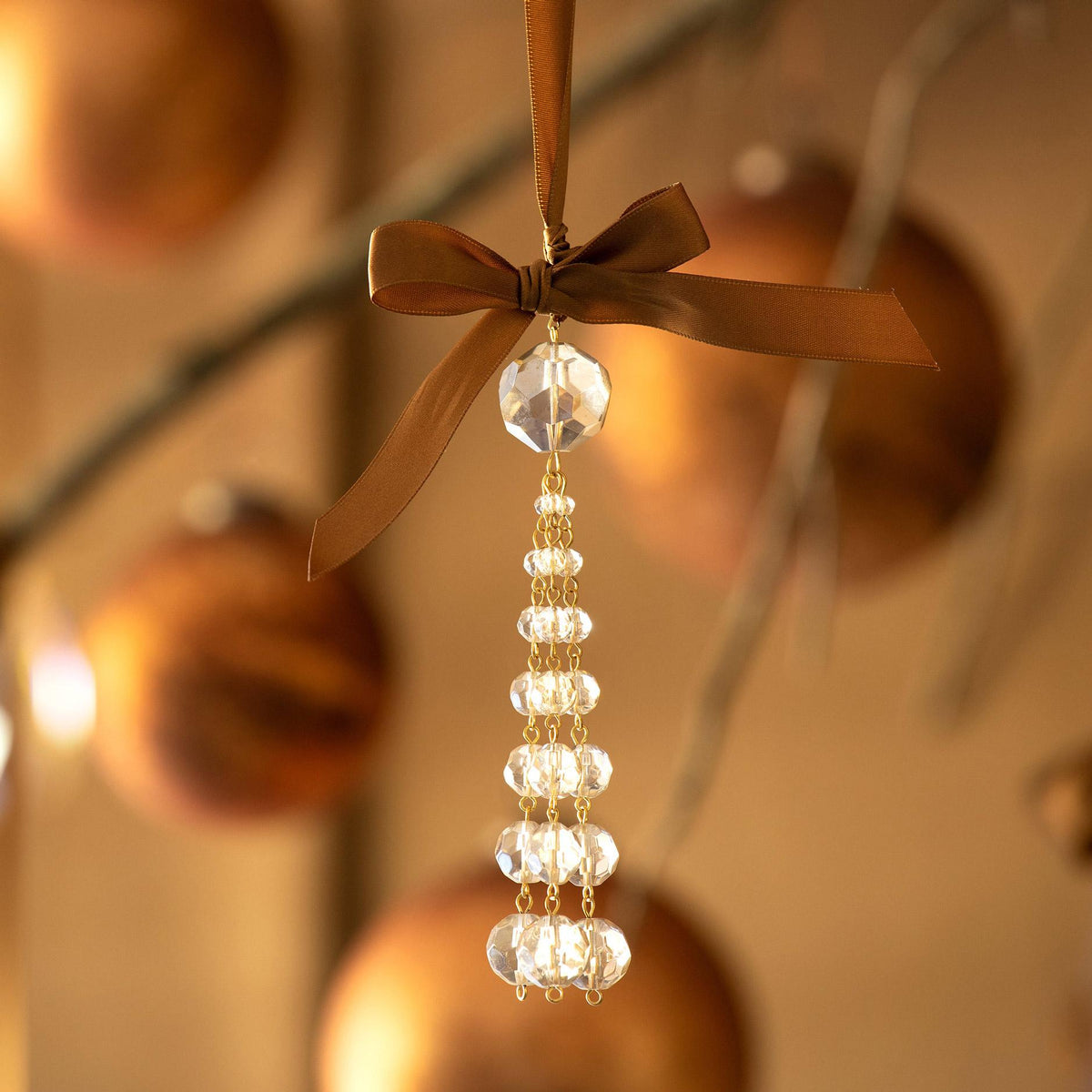 6” Clear Tassel Beaded Ornament