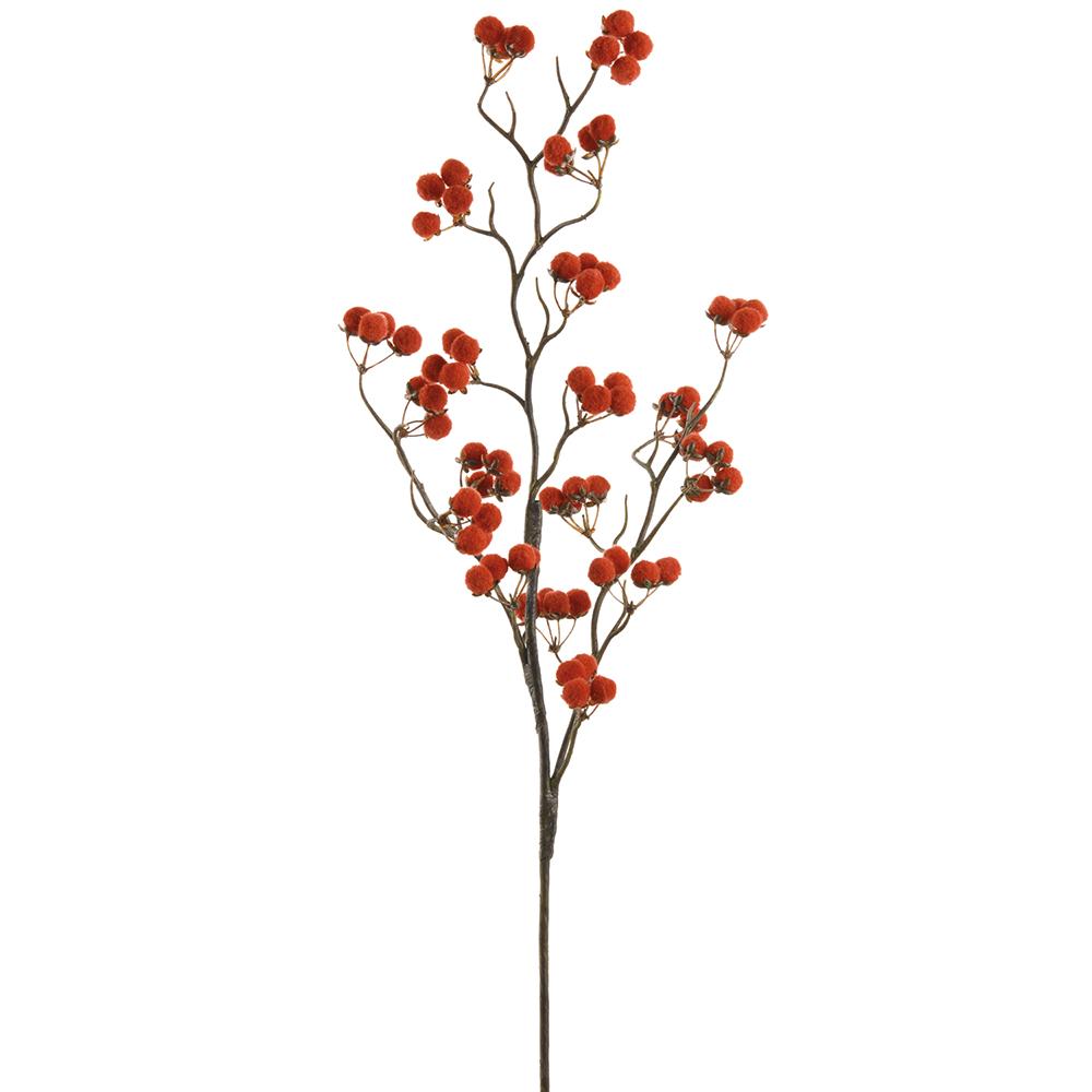 35" Red Pompon Berry Spray