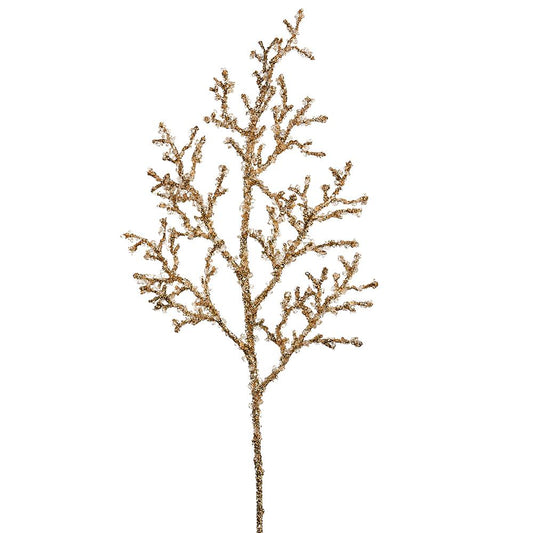 33" Gold Twig Spray Iced Glitter