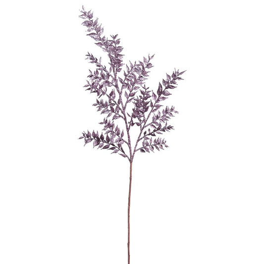 37" Ruscus Leaf Spray Glittered Purple