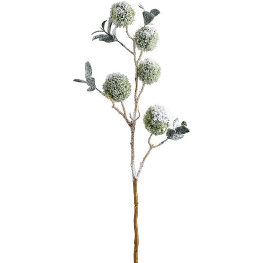 33" Snowed Chestnut Spray Green White