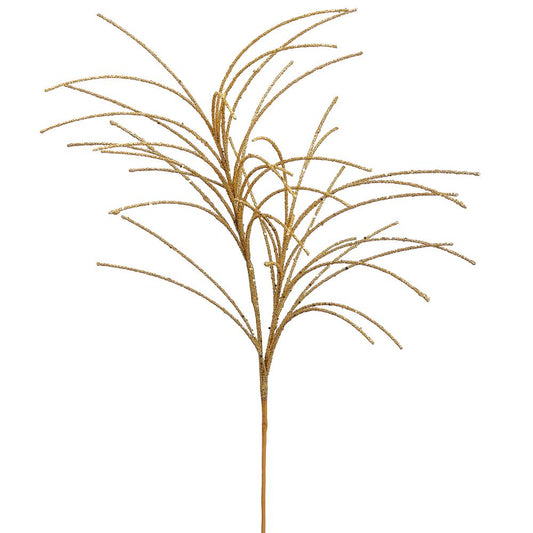 27" Gold Grass Spray Glittered