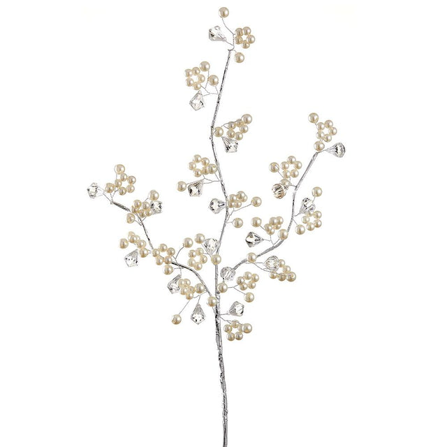 Pearl bead spray with strands of luminous pearls.