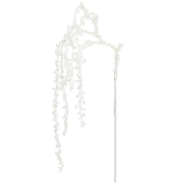 White beaded spray for holiday decorating