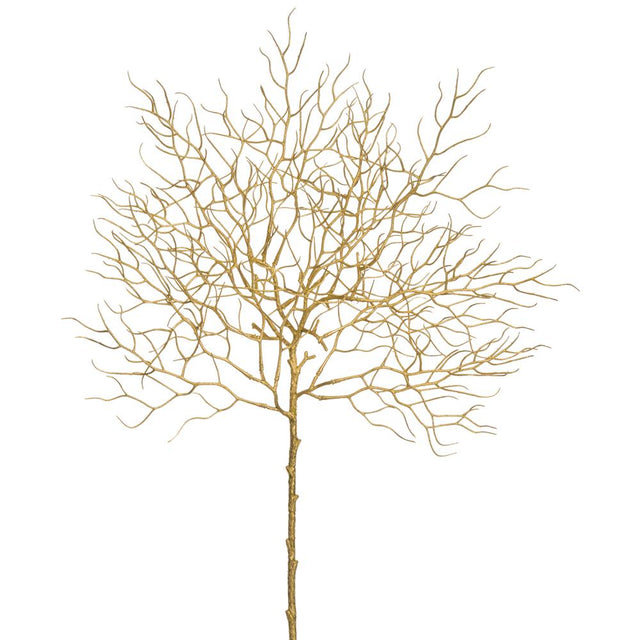 Gold twig spray with a natural branching form.