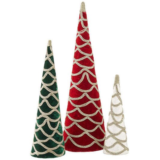 Set/3 Topiary Velvet Cone 12-24"