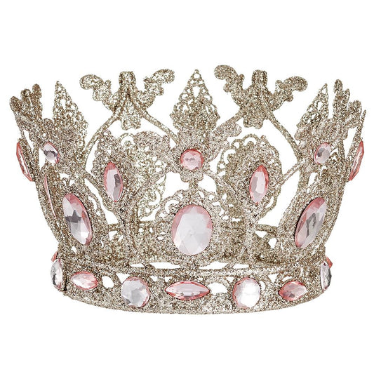 6.5" Rhinestone Crown Glittered Blush Champagne