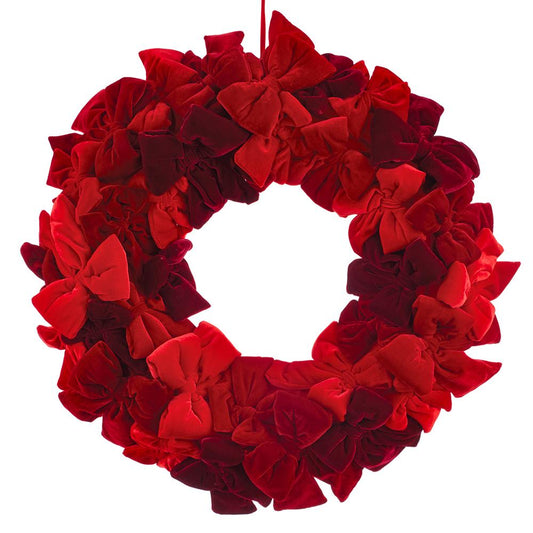 30" Bow Wreath Velvet Red