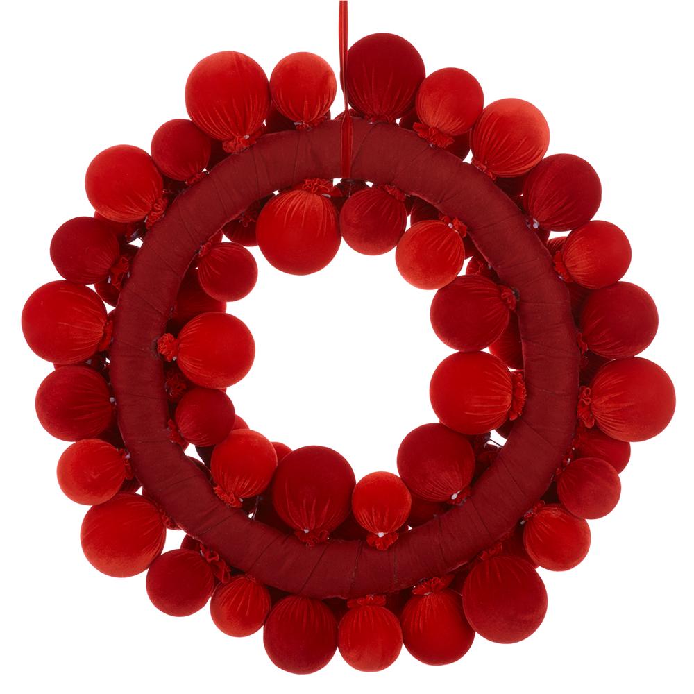 Red velvet wreath, alternate view.