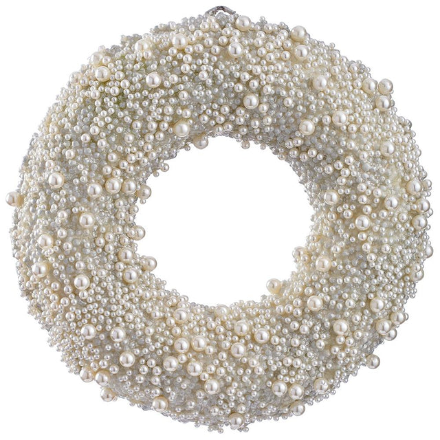 Pearl wreath with a lustrous beaded finish.
