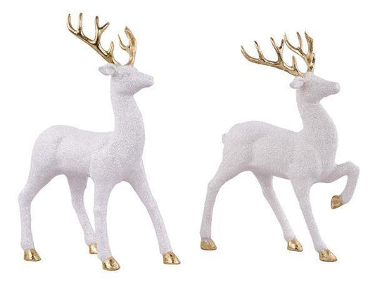 Deer figurine in a silver and gold finish, standing pose.