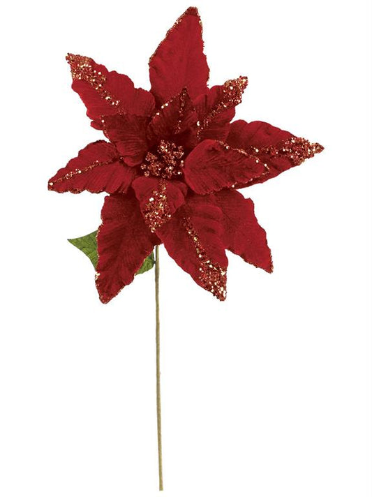 28" Velvet Poinsettia Red