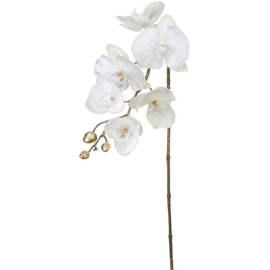 31" White Phalaenopsis Orchid Spray Shimmer Velvet