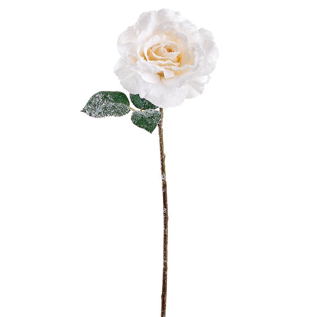White rose stem with a snowed, frosted finish.