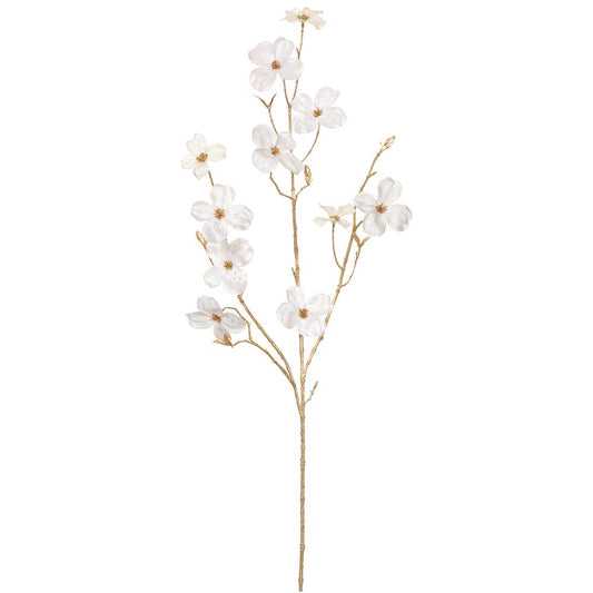40" Velvet Dogwood Spray White Gold