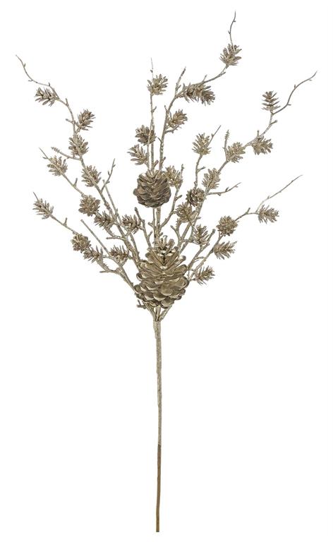 Gold metallic cedar spray with fine needle-like foliage