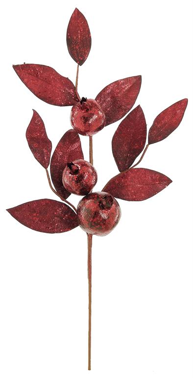 Red spray with red pomegranate detail.